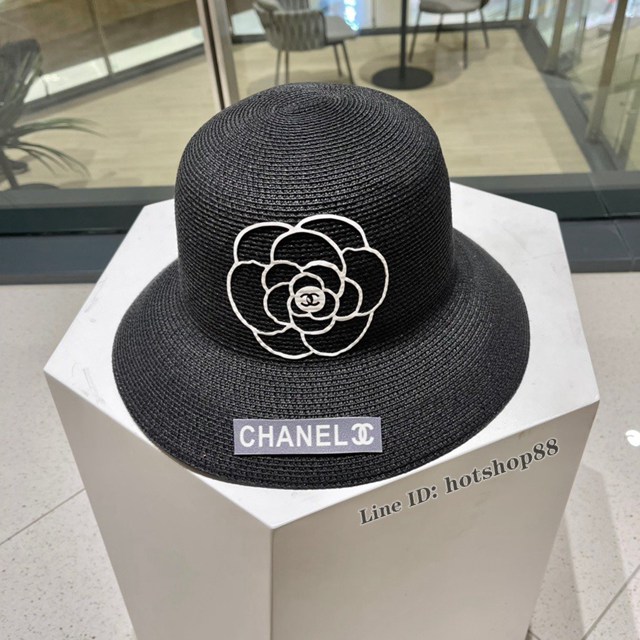 CHANEL專門店新款香奈兒山茶花盆帽大簷帽大草帽 mmyj3378